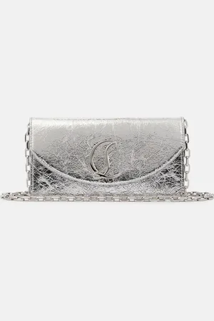 Christian Louboutin Loubi54 metallic leather clutch