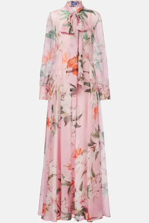 LEO LIN Lilith bow-detail floral chiffon maxi dress