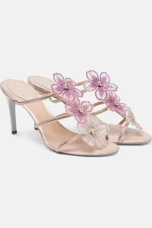 RENE CAOVILLA Peach Flower 80 leather sandals