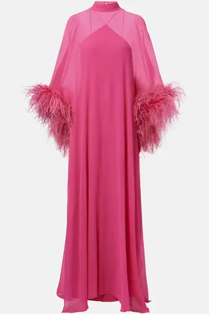 ‎Taller Marmo‎ Penelope feather-trimmed silk kaftan