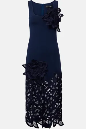 Oscar de la Renta Floral-appliquÃ© lace midi dress