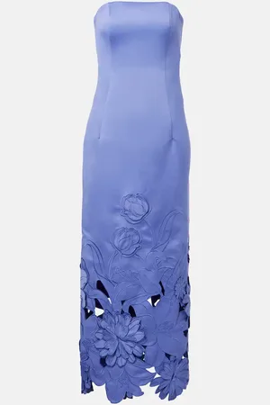 LEO LIN Rayna floral-appliquÃ© satin maxi dress