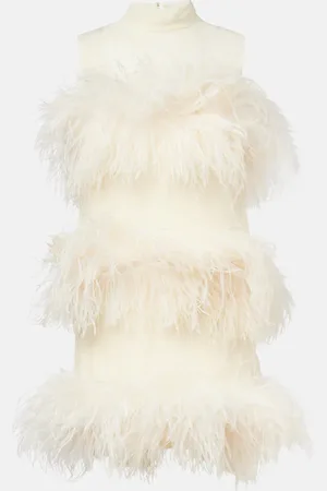 ‎Taller Marmo‎ Divine feather-trimmed chiffon minidress