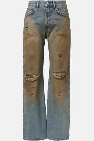 Acne Studios 2021F distressed mid-rise wide-leg jeans