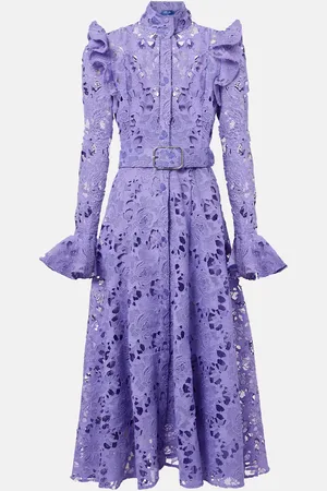 LEO LIN Aliyah floral ruffled lace midi dress