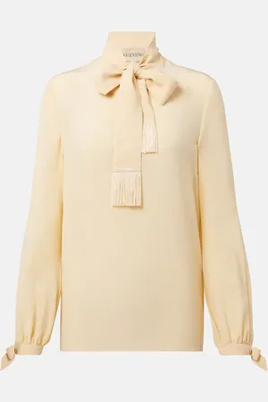 VALENTINO Bow-detail silk crÃªpe shirt