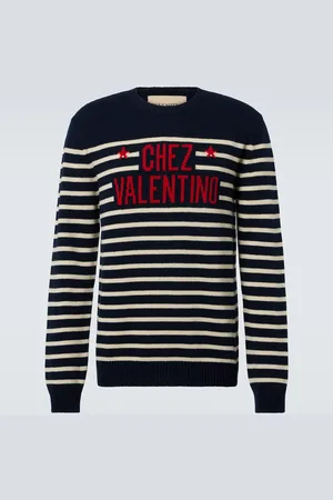 VALENTINO Chez striped jacquard wool sweater