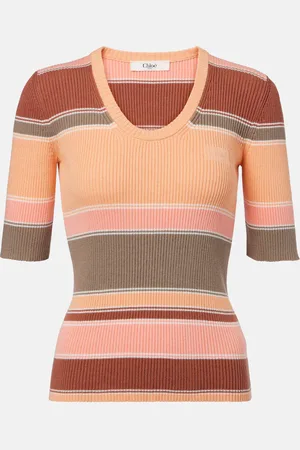 Chloé ChloÃ© Striped ribbed-knit cotton top