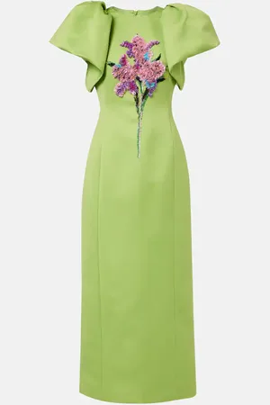 LEO LIN Lucinda floral-appliquÃ© satin cocktail dress
