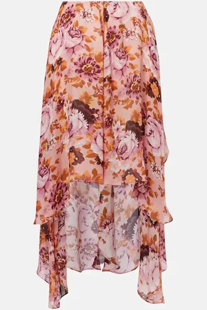 Chloé ChloÃ© Draped floral silk midi skirt