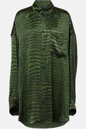 Balenciaga Cocoon printed oversized silk satin shirt