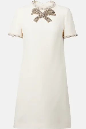 VALENTINO Embellished wool and silk minidress