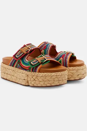 Robert Clergerie Quinie raffia platform slides