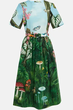 Oscar de la Renta Floral cotton-blend midi dress