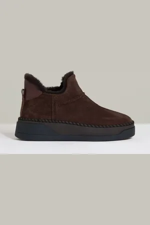Reiss Chocolate Sylvie Shearling-Lined Suede Ankle Boots AU 5 (EU 36)