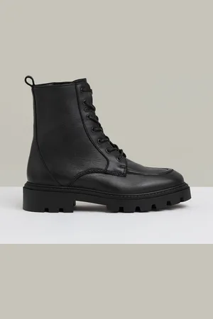 Reiss Black Ellie Leather Lace-Up Boots AU 10 (EU 41)