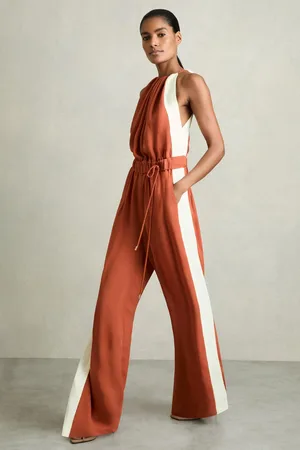 Reiss Orange Inez Colour-Block Rope-Cord Jumpsuit AU 14