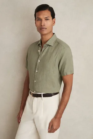 Reiss Holiday Linen Short-Sleeve Shirt M