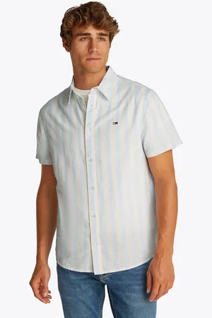 Tommy Hilfiger Regular Fit Linen Blend Stripe Short Sleeve Shirt XS