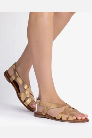 PENELOPE CHILVERS Gold Buttercup Leather Sandals AU 10 (EU 41)