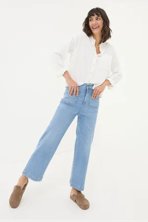 Fat Face Womens FatFace Keswick Light Vintage Wide Leg Crop Jeans