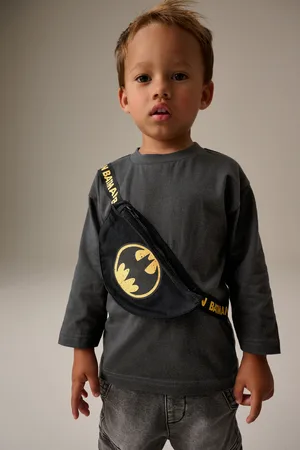 Batman Boys 100% Cotton Long Sleeve Bumbag T-Shirt (3mths-8yrs)