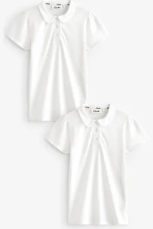 Clarks Girls Short Sleeve Girls Polo Shirts 2 Pack