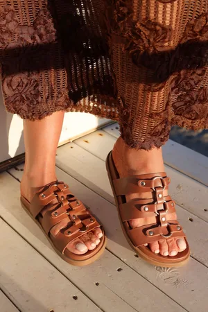 Linzi Brown Marcia Studded Gladiator Slip On Sandals AU 9 (EU 40)