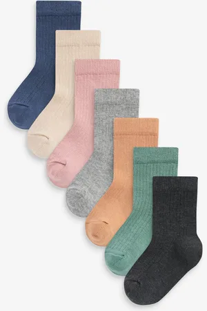 Next Boys Minerals Cotton Rich Fine Rib Socks 7 Pack