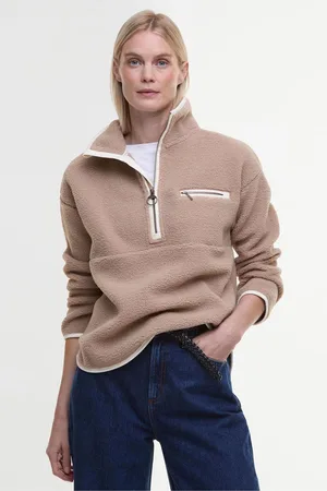Barbour Womens Beige Mersea Borg 100% Cotton Sherpa Fleece