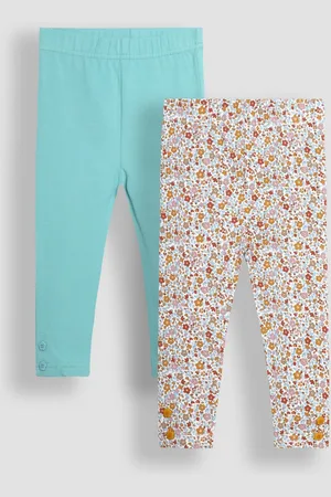 JoJo Maman Bébé Girls Autumn Yellow Floral 2-Pack Autumn Ditsy Floral Leggings