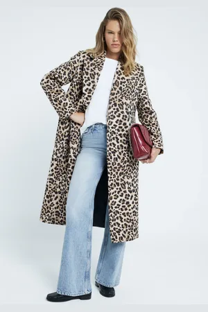 River Island Womens Leopard Longline Coat