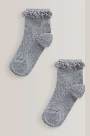 Next Girls 2 Pack Cotton Rich Ruffle Ankle Socks