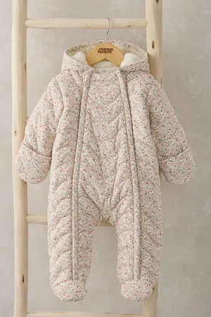 Mamas & Papas Girls 100% Cotton Floral Quilted Pramsuit