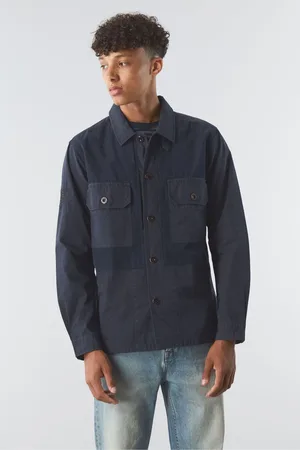 Pretty Green Mens Navy Mountfield 100% Cotton Overshirt