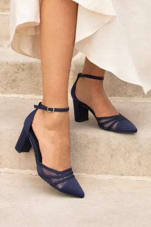 Linzi Tasha Scuba Block Court Heels With Mesh Front Detail AU 10 (EU 41)