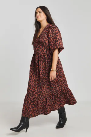 Simply Be Puff Sleeve Woven Wrap Midi Dress AU 14