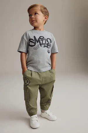 Next Boys Khaki/Grey T-Shirt and Cargo Trousers Set (3mths-7yrs)