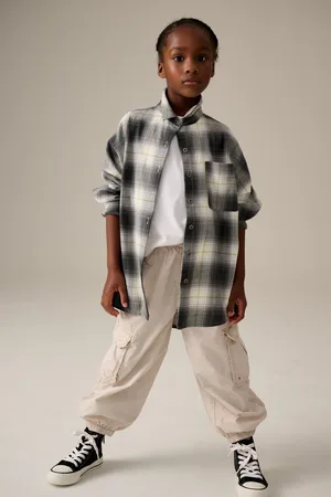 Next Girls Check Oversized 100% Cotton Shirt (3-16yrs)