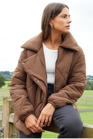 Threadbare Womens Collared Diamond Quilted Short Jacket