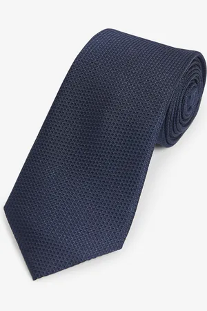 Next Mens Navy Textured Silk Tie