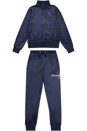 Juicy Couture Girls Slim Diamanté Zip Through Track Top and Joggers Set