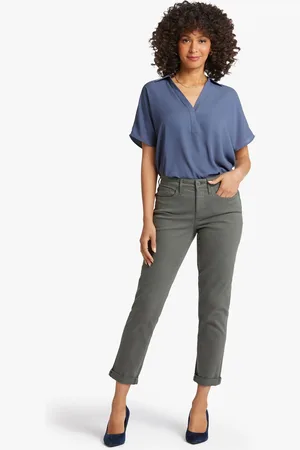 NYDJ Womens Margot Girlfriend Jeans With Roll Cuffs