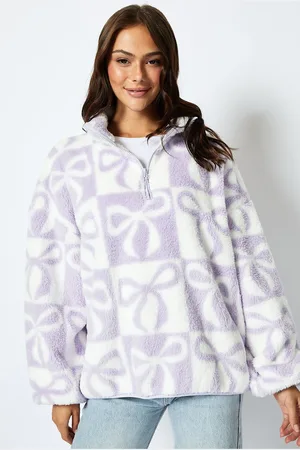 Skinnydip Womens Bow Check Longline Fleece