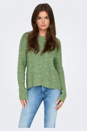 ONLY Womens Pointelle Knitted Round Neck Jumper