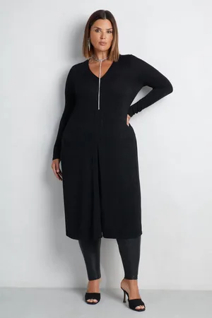 Live Unlimited London Black Curve Sparkle Split Front Tunic AU 22