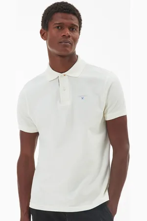 Barbour Mens Ecru 100% Cotton Classic Pique Polo Shirt