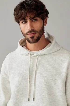 Next Mens Light Hooded Textured Overhead Hoodie