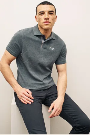 Barbour Mens Charcoal 100% Cotton Classic Pique Polo Shirt