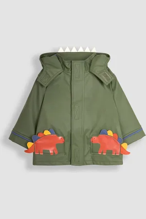 JoJo Maman Bébé Boys Dinosaur Applique Pocket Cosy Waterproof Jacket
